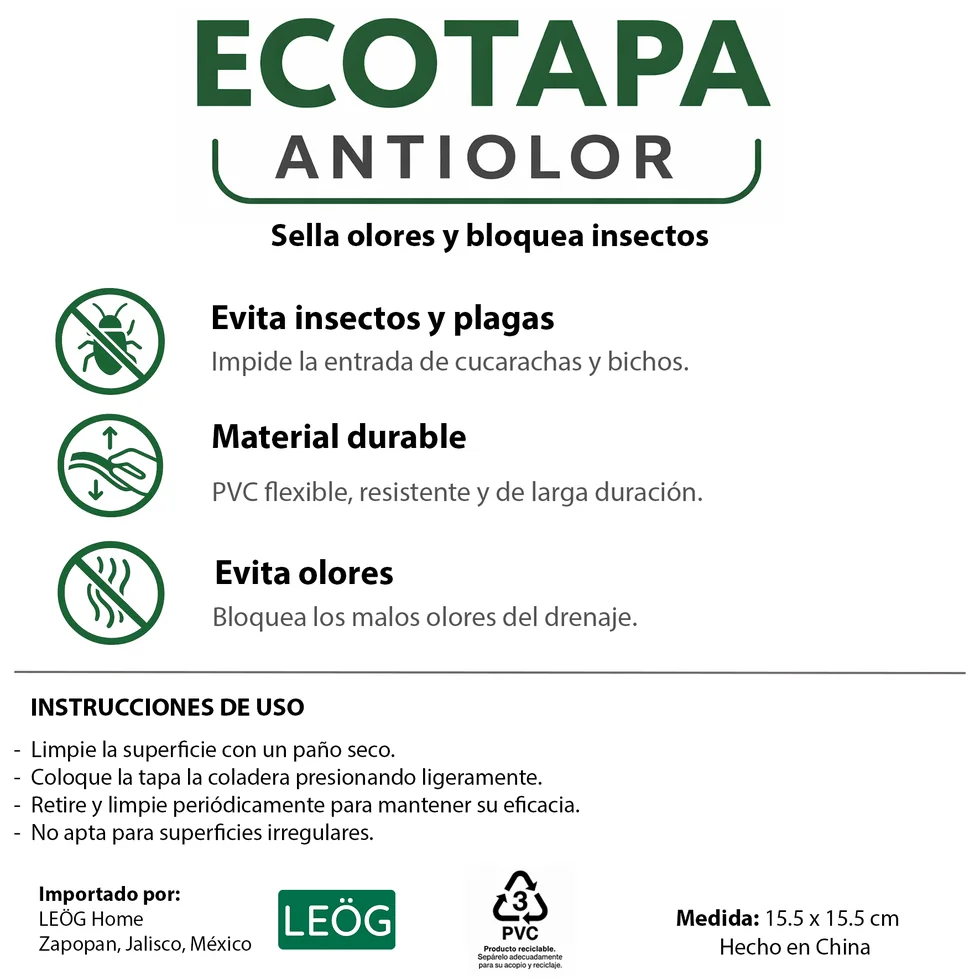 Informacion del empaque Ecotapa Antiolor